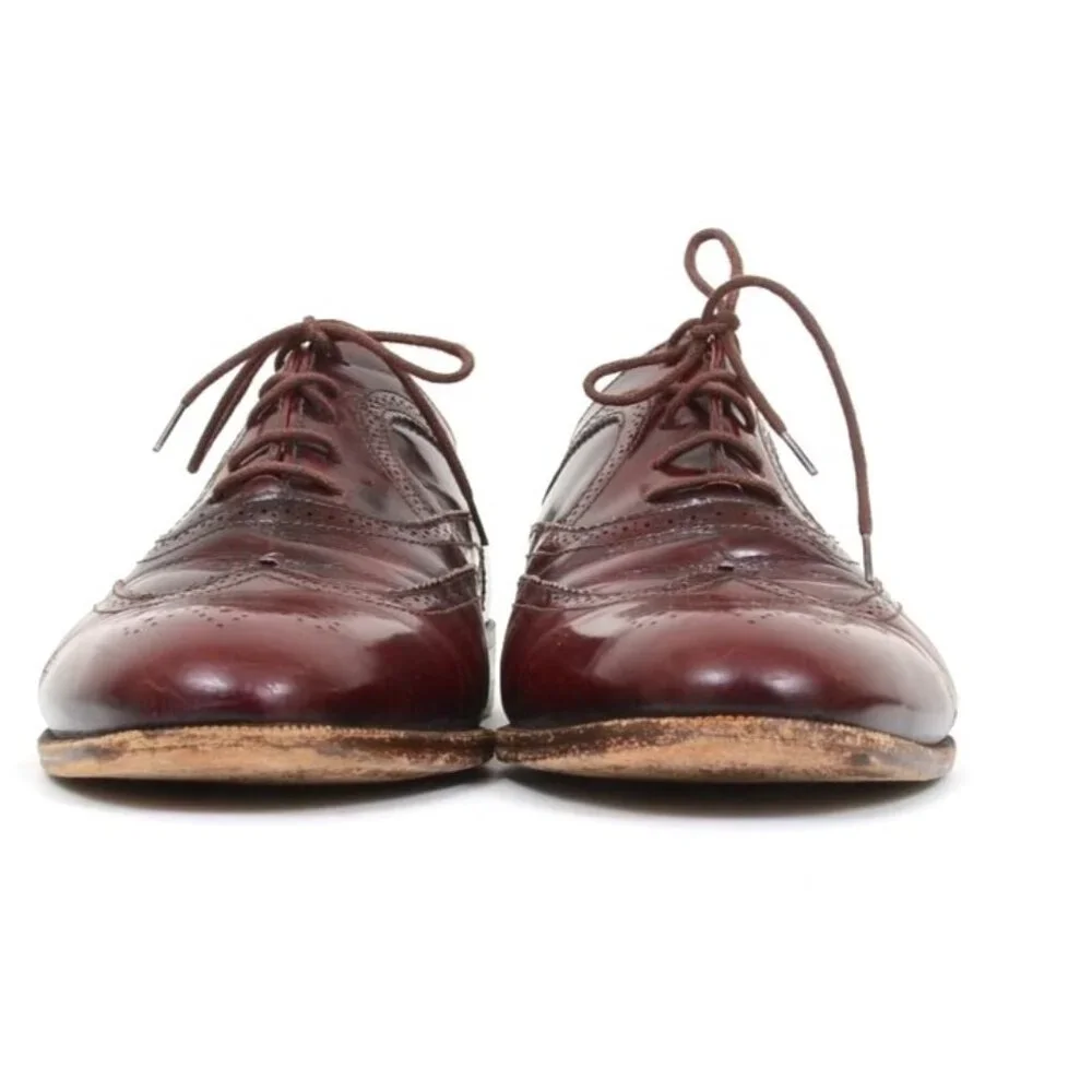Mario Bruni Mens Size 9W Burgundy Leather Cap-Toe Oxford Loafer FREE SHOE TREES!